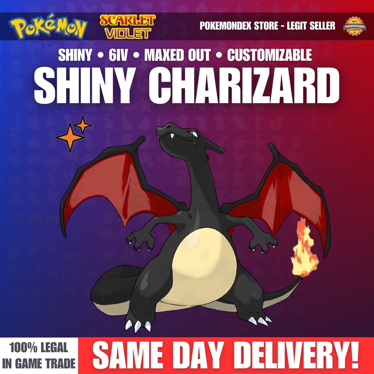 CHARIZARD ⭐️ SHINY ⭐️ 6IV ✨ Pokemon Scarlet & Violet