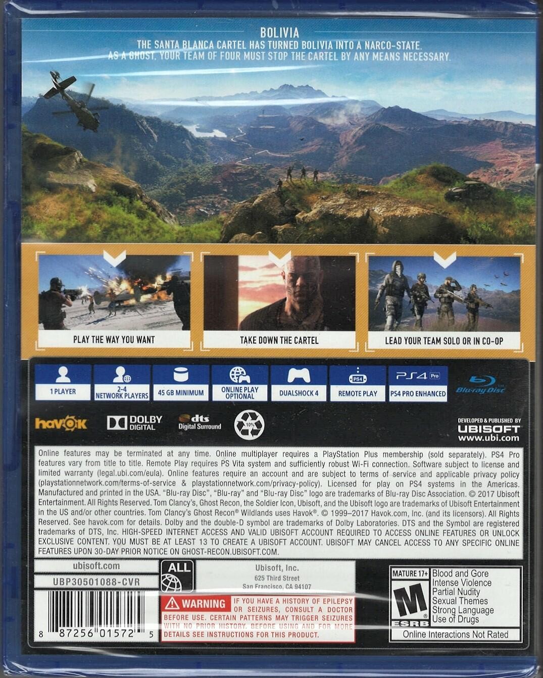 Tom Clancy”s Ghost Recon Wildlands PS4 (Brand New Factory Sealed US Version) pl
