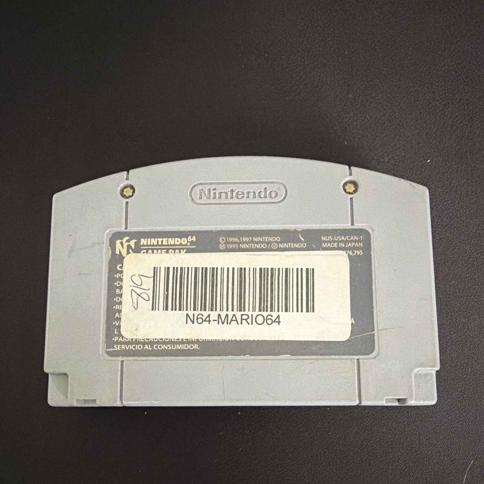 Nintendo Super Mario 64 N64 Cartridge Yellow Label NTSC-U/C E Super Mario Series
