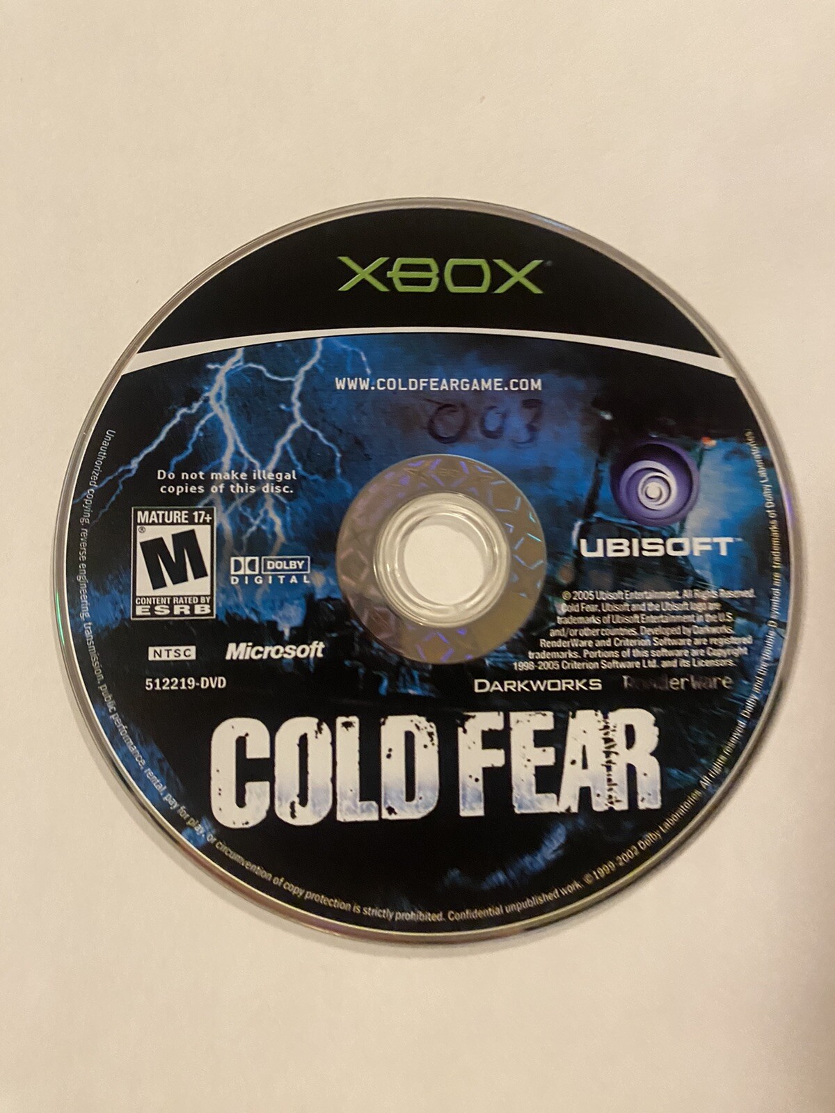 Cold Fear (Microsoft Xbox, 2005) Disc Only Tested Video Game