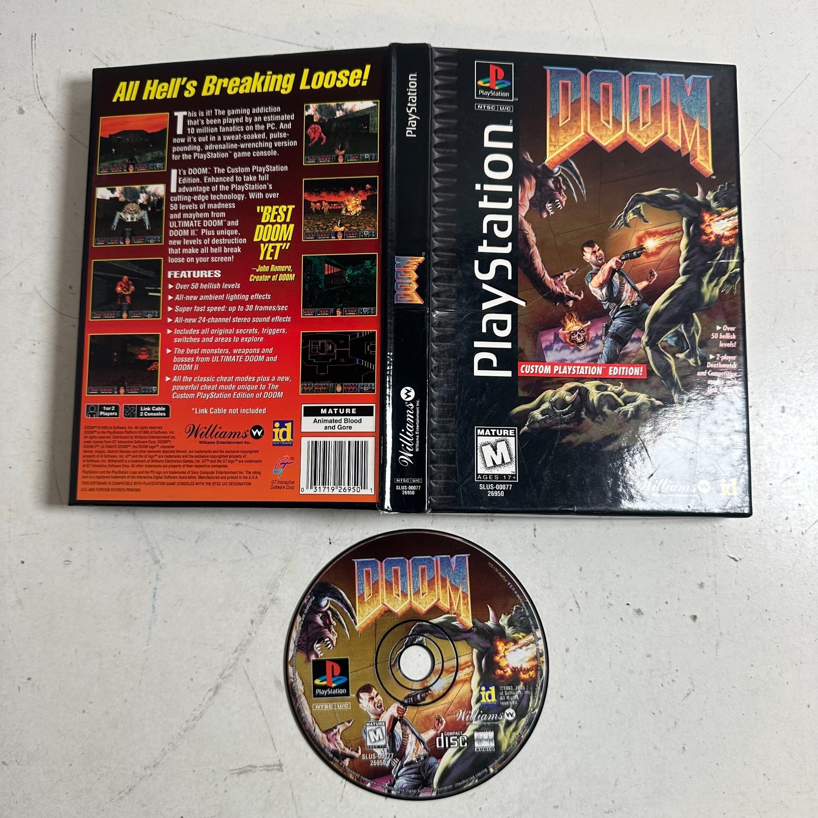 Doom (Sony PlayStation 1, 1995) Long Box First Person Shooter Video Game