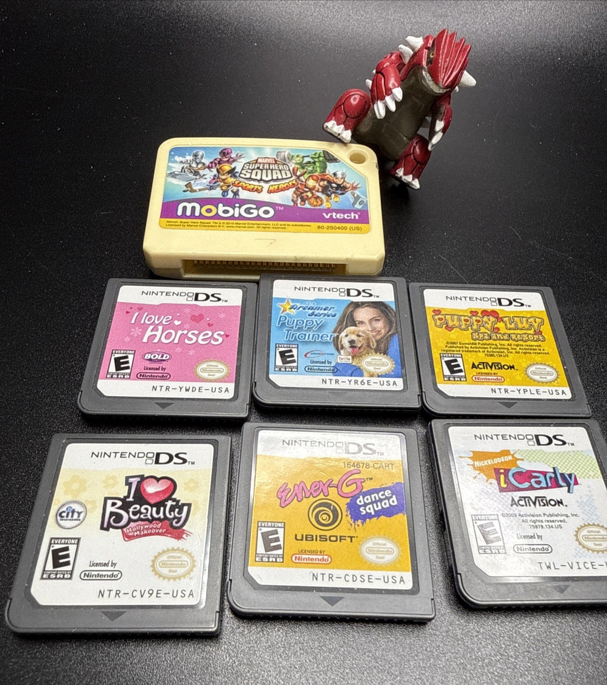 7 Nintendo DS & VTech MobiGo Game Lot + Groudon Figure – Untested As-Is