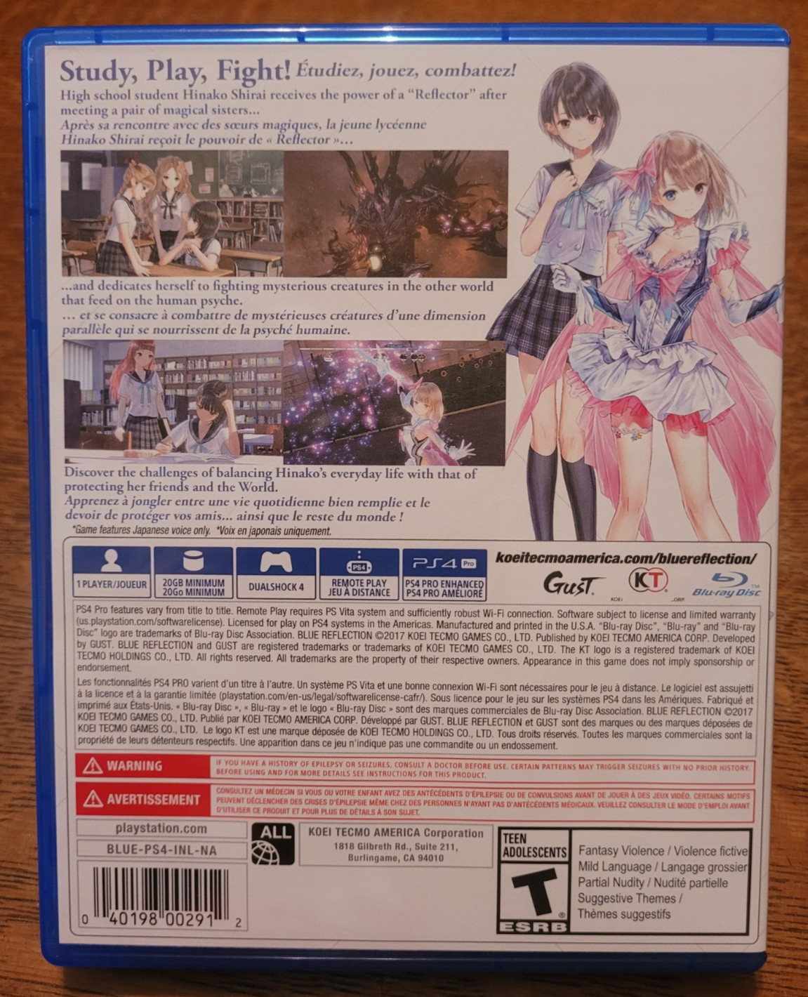 BLUE REFLECTION (Sony PlayStation 4) COMPLETE TESTED RPG Koei Tecmo PS4 CIB RARE