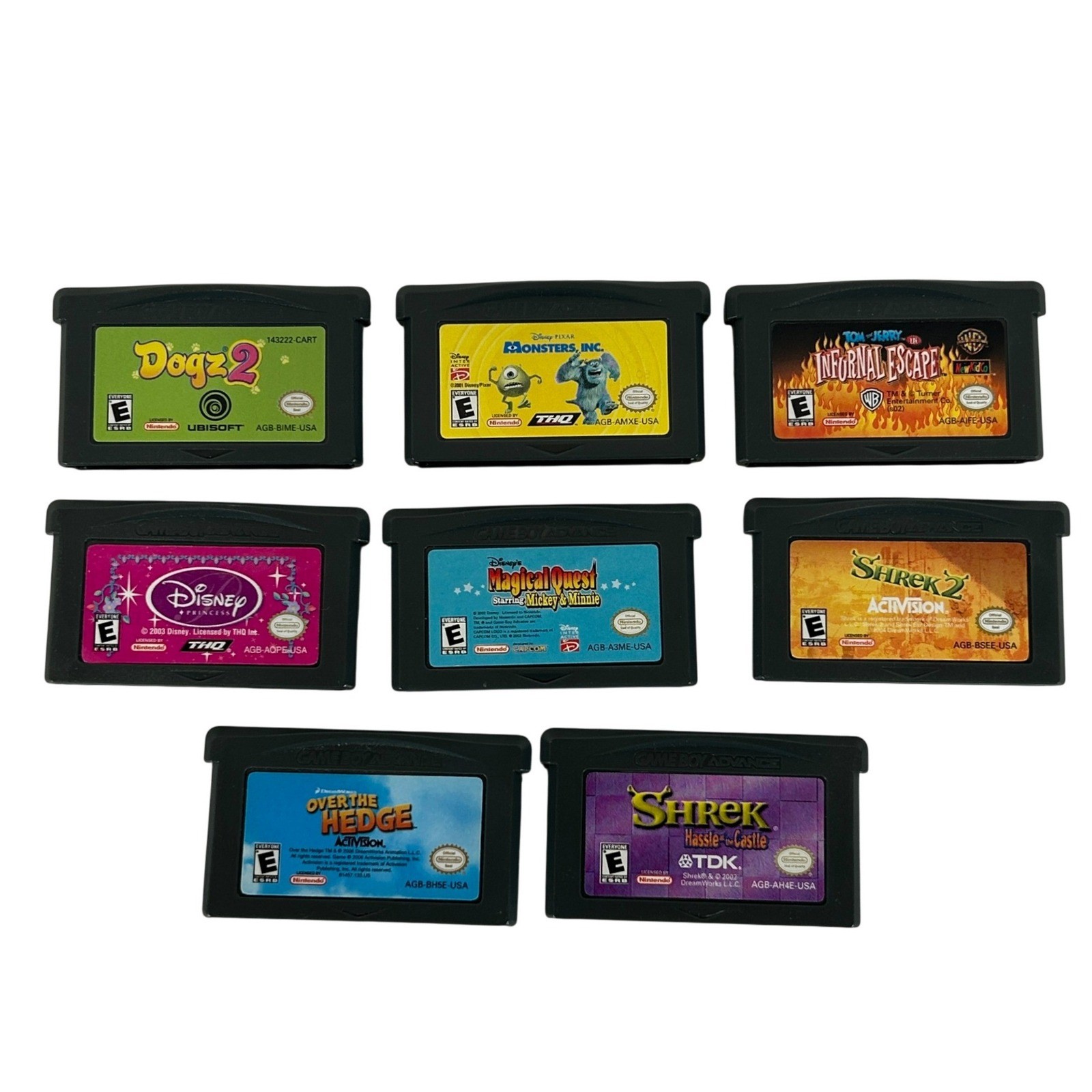 Nintendo Game Boy Advance GBA Game Lot 8 Games Shrek Disney Monsters Inc Dogz 2