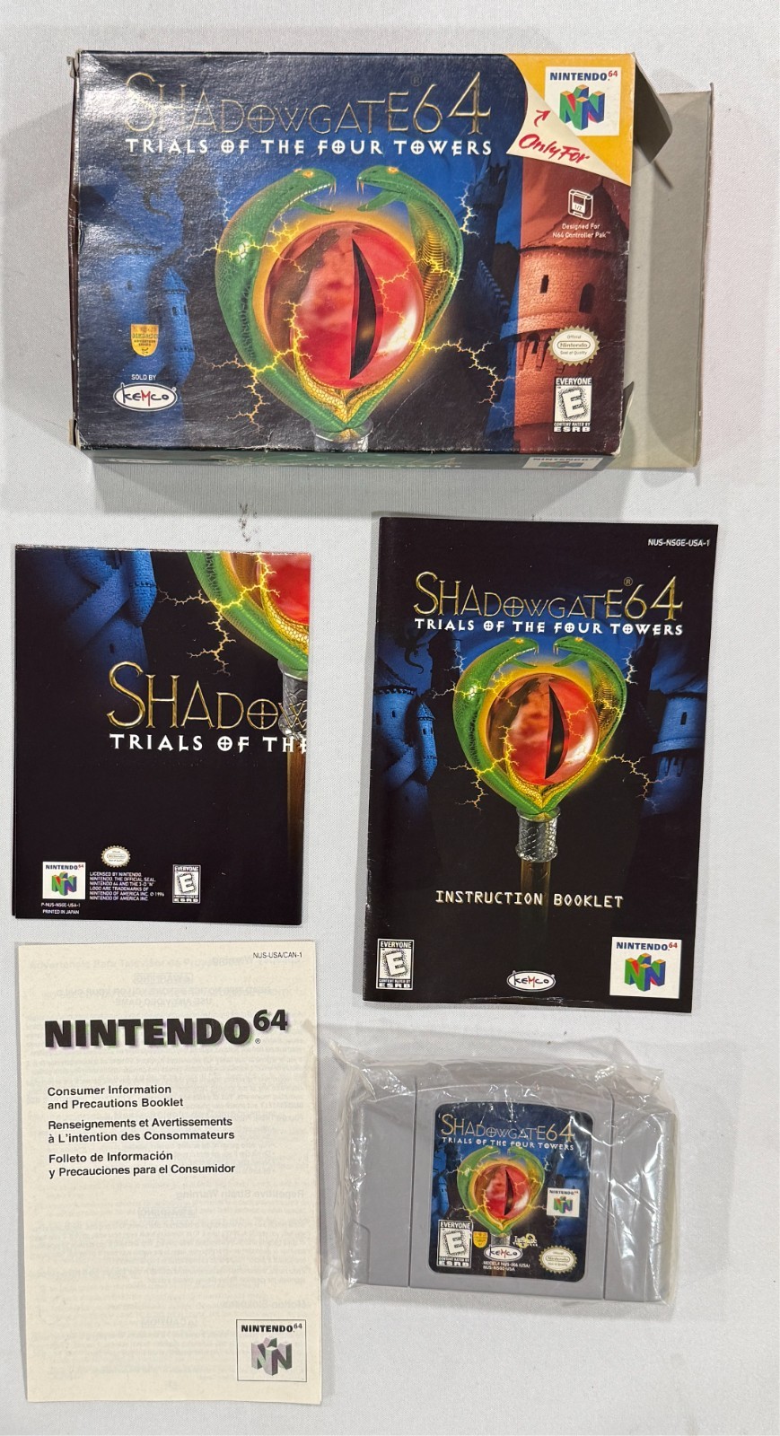 Shadowgate 64 – Nintendo 64 – N64 – Box, Inserts, Manual, and Poster