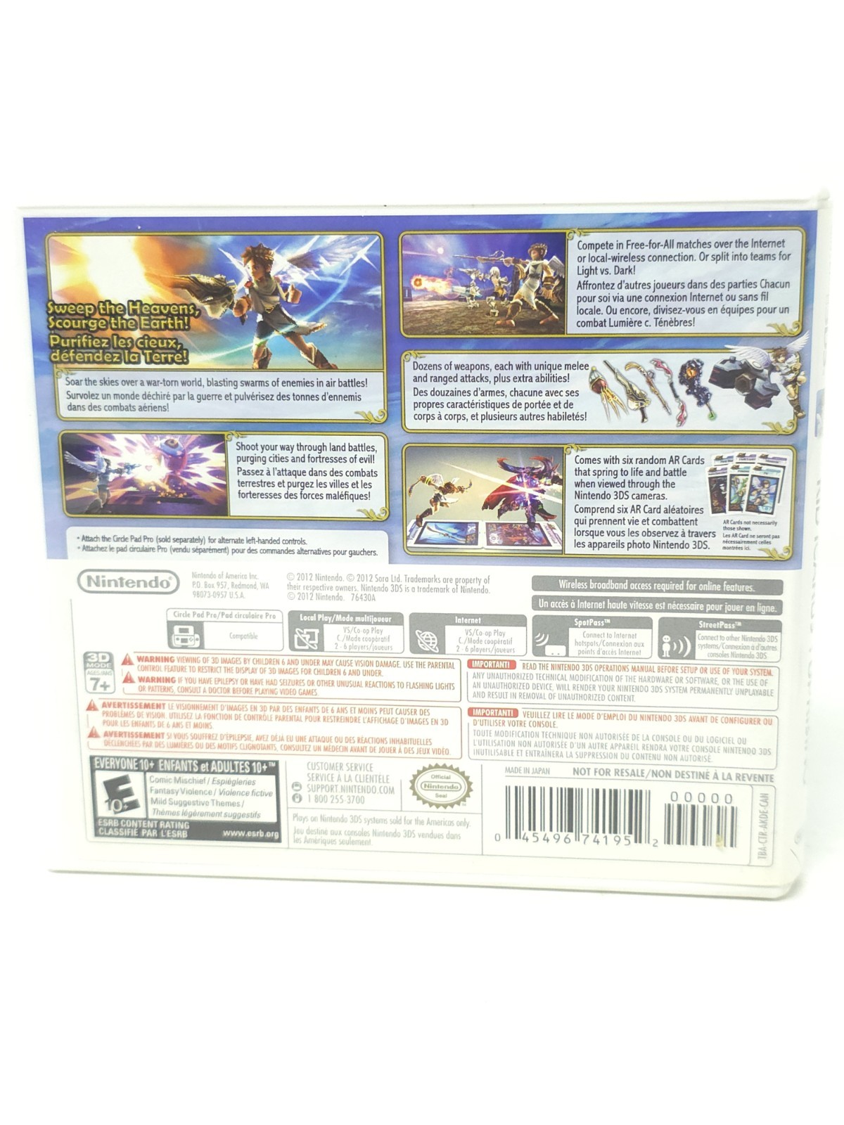 Kid Icarus Uprising Nintendo 3DS Includes Game Case Manual Insert And Cartridge