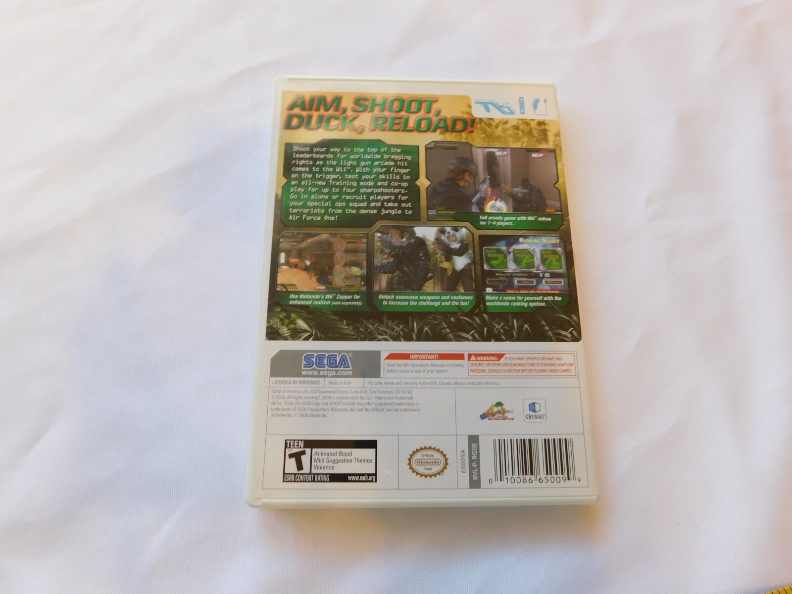 Wii Ghost Squad 2006 Sega Nintendo Shooter Rated T Teen Pre-owned