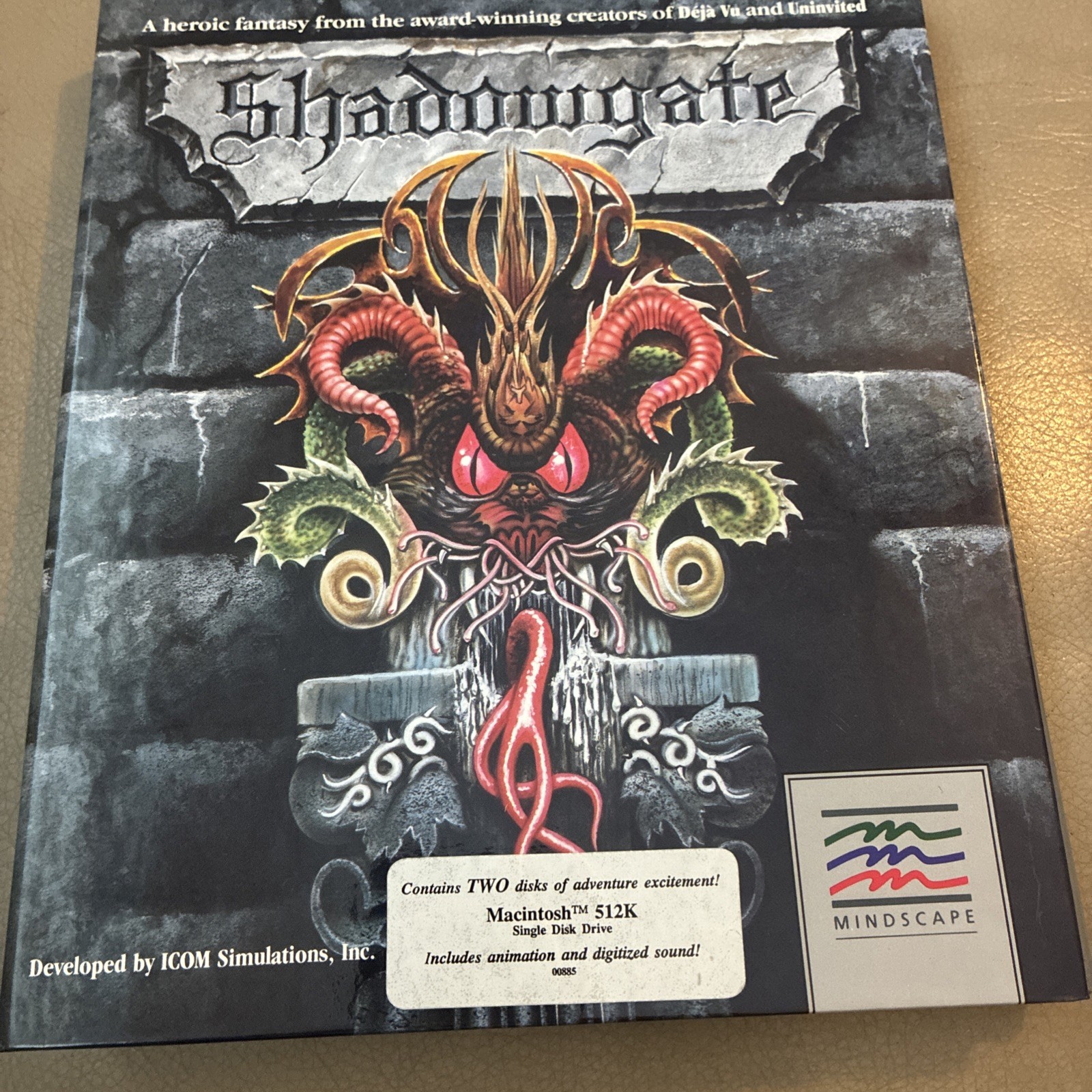 Shadowgate (Macintosh, 1987) – RARE First Edition Folio Mindscape (No Disc)