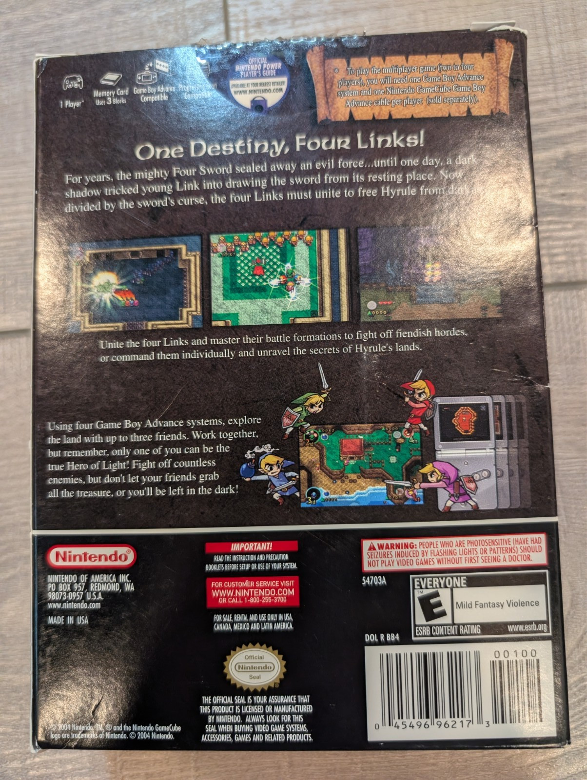 The Legend of Zelda: Four Swords Adventures (GameCube, 2004) Big Box