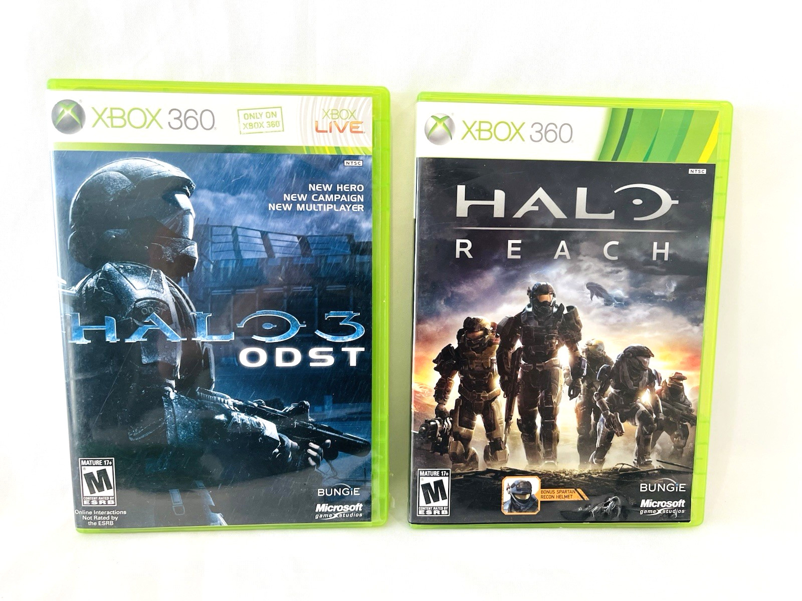 Lot of 2 Xbox 360 Halo Reach And Halo 3 ODST Bungie Microsoft