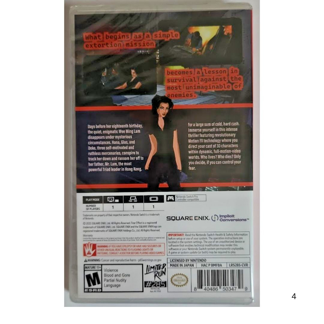 Fear Effect Switch Brand New Game (2025 Action/Adventure)