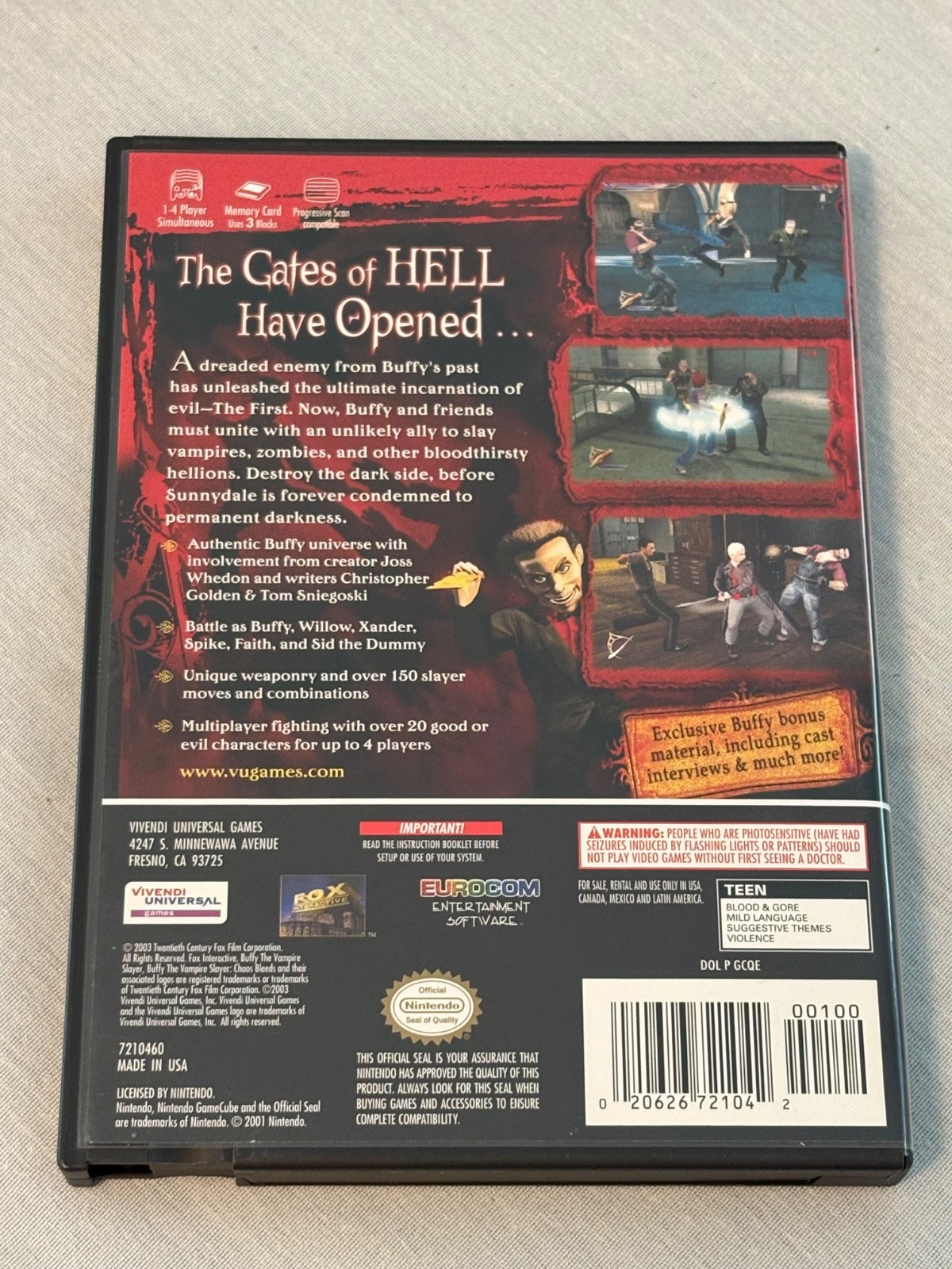 Buffy the Vampire Slayer: Chaos Bleeds (Nintendo GameCube) CIB w/ Reg Card NICE