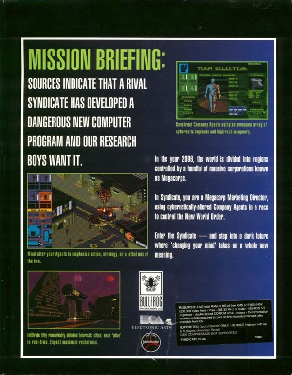 Syndicate Plus PC Mac Game 1993 Bullfrog Windows 7 8 10 11
