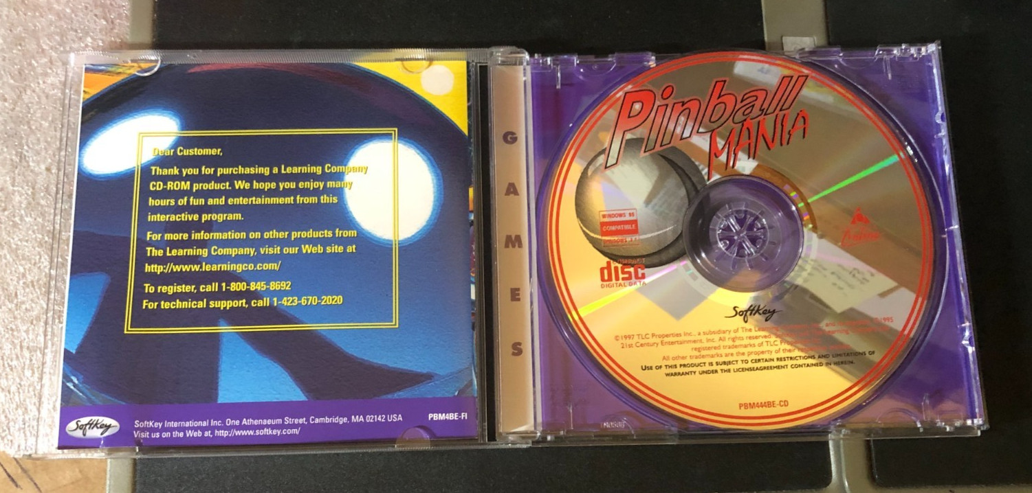 PINBALL MANIA 1997 Softkey CD-Rom PC Windows 95/3.1 Tarantula ⚽ Soccer Jailbreak