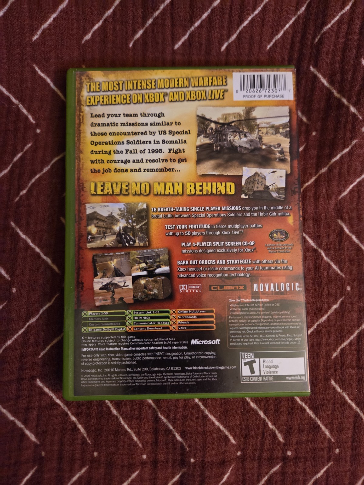 Delta Force Black Hawk Down Xbox NovaLogic Multiplayer Online Playability