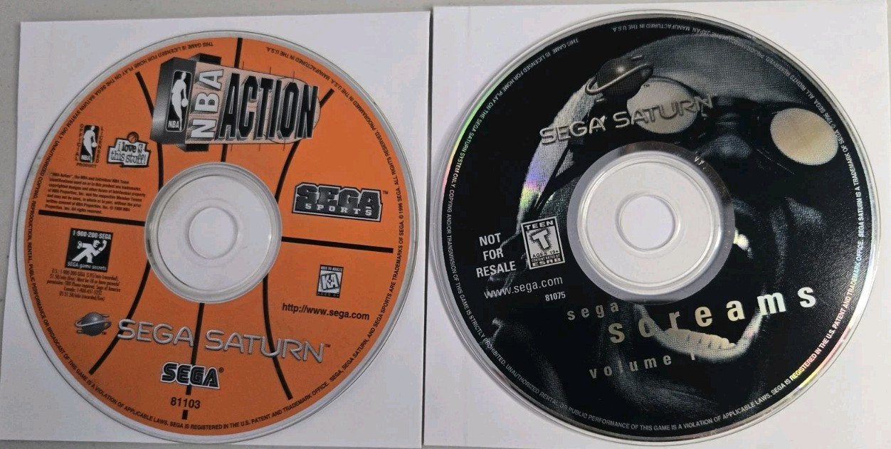 NBA Action (Sega Saturn, 1996) & Sega Screams Volume 1 ***UNTESTED READ***