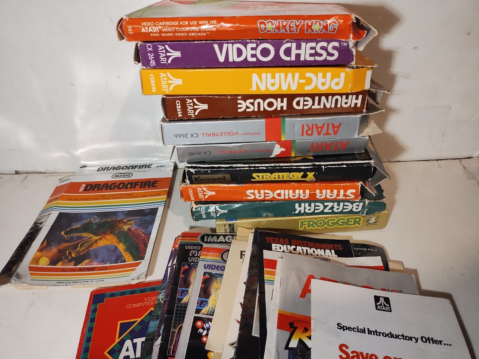 *Acceptable* Empty Atari 2600 Game Boxes & One Intellevision Game +Papers