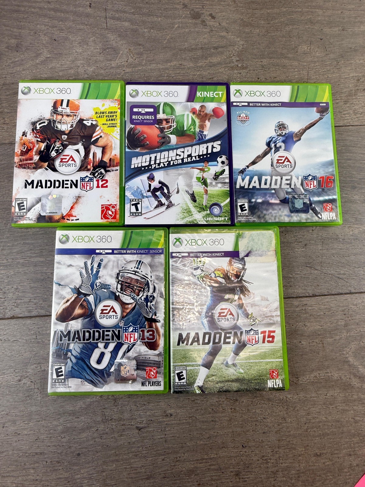 Madden NFL 12 13 15 16 MotionSports Microsoft Xbox 360 Lot 5 Games EA Sports