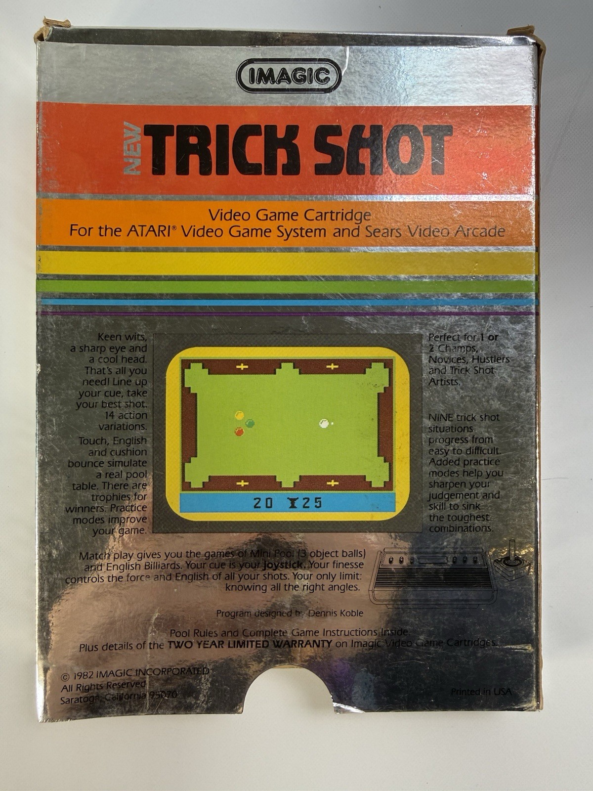 Atari 2600 Trick Shot CIB Complete In Box Imagic Pool Billiards Game
