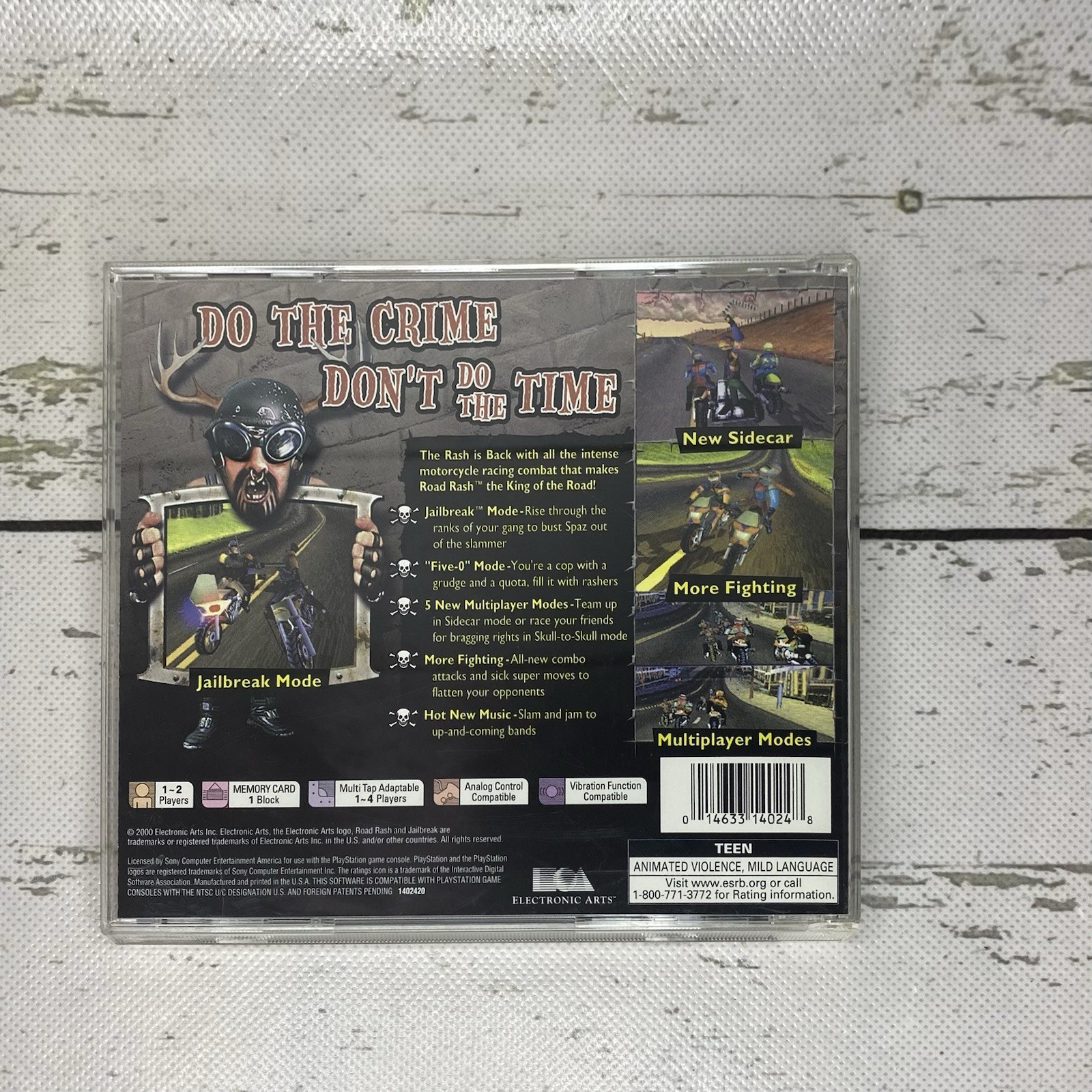 Road Rash: Jailbreak PlayStation (PS1, 2000) CIB w/ Reg Card Black Label Tested