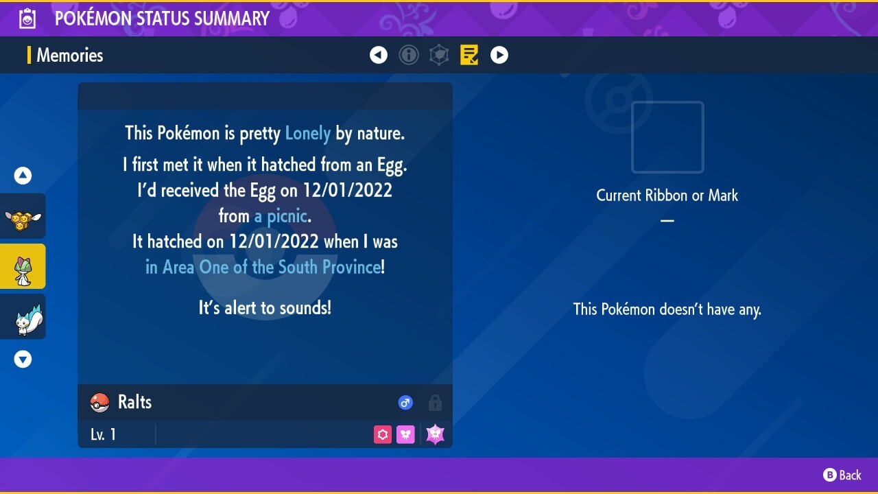 MALE Ralts XXXL Shiny Egg Lv. 1 6IV Jumbo Alpha Size Pokemon Scarlet Violet SV