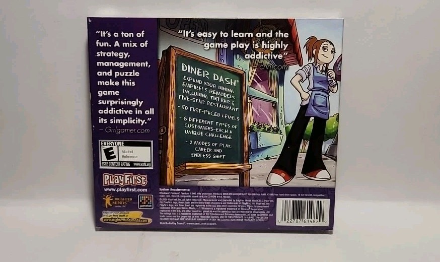 Diner Dash – PC Jewel Case – New Sealed 2005 PlayFirst Cosmi 5791