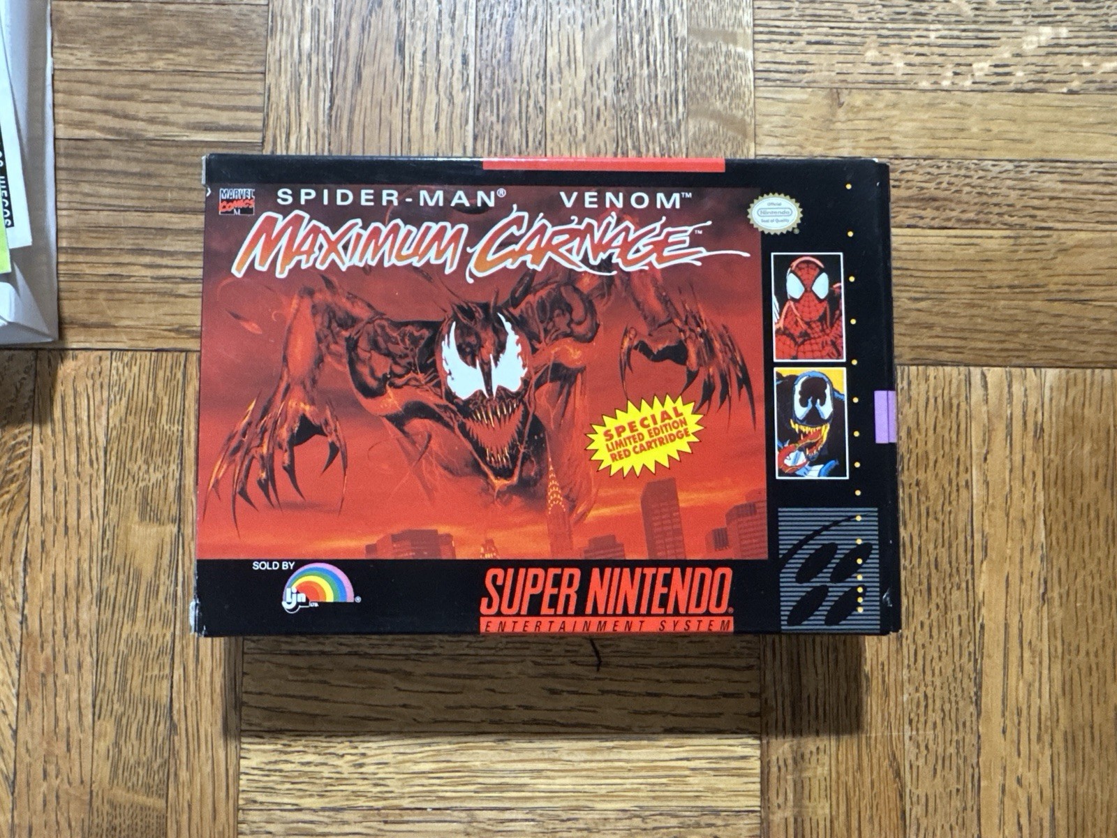 Spider Man Maximum Carnage SNES (Red) CIB Complete w/ Manual + Poster