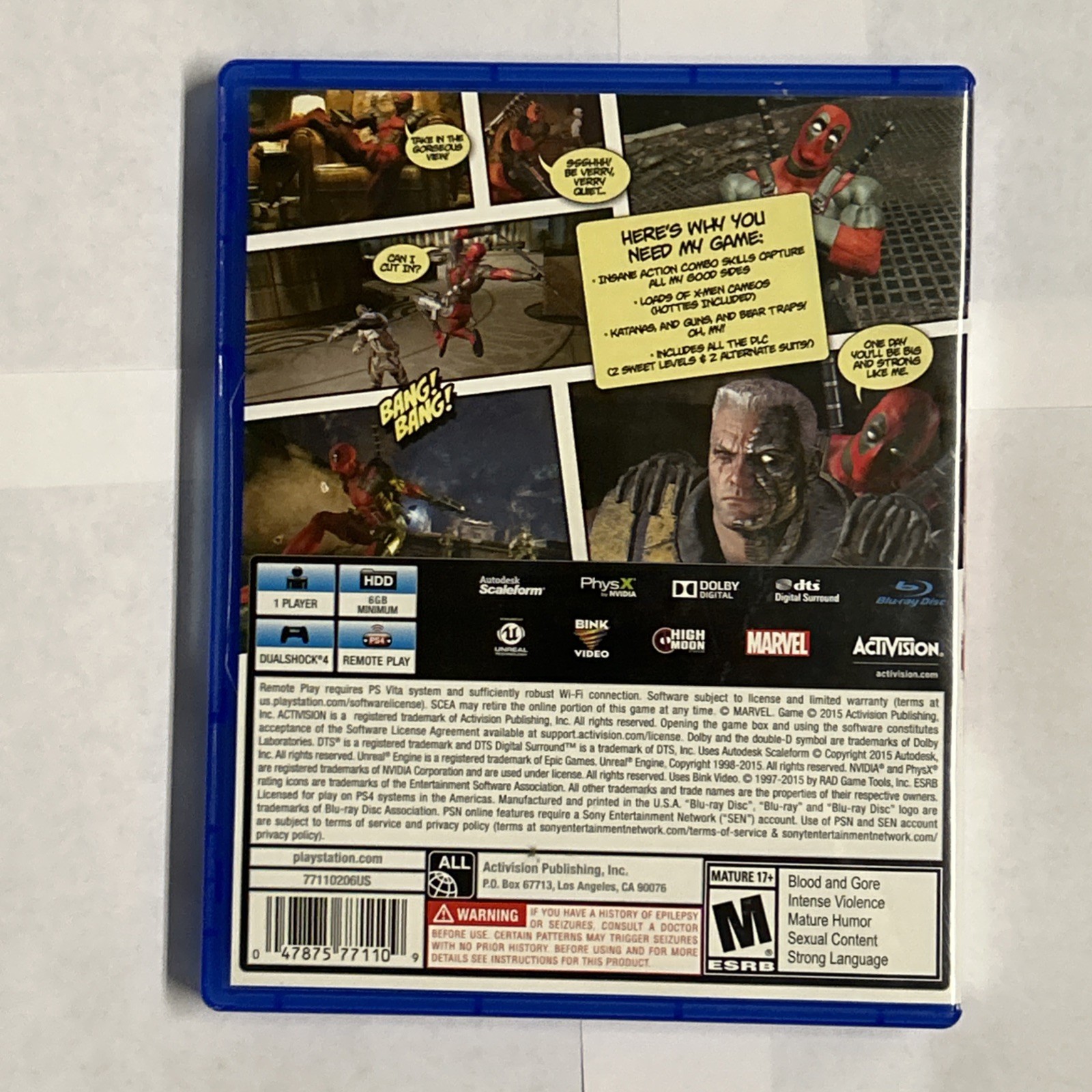 Deadpool Activision Marvel Mature 17+ Action-Adventure Game for PS4