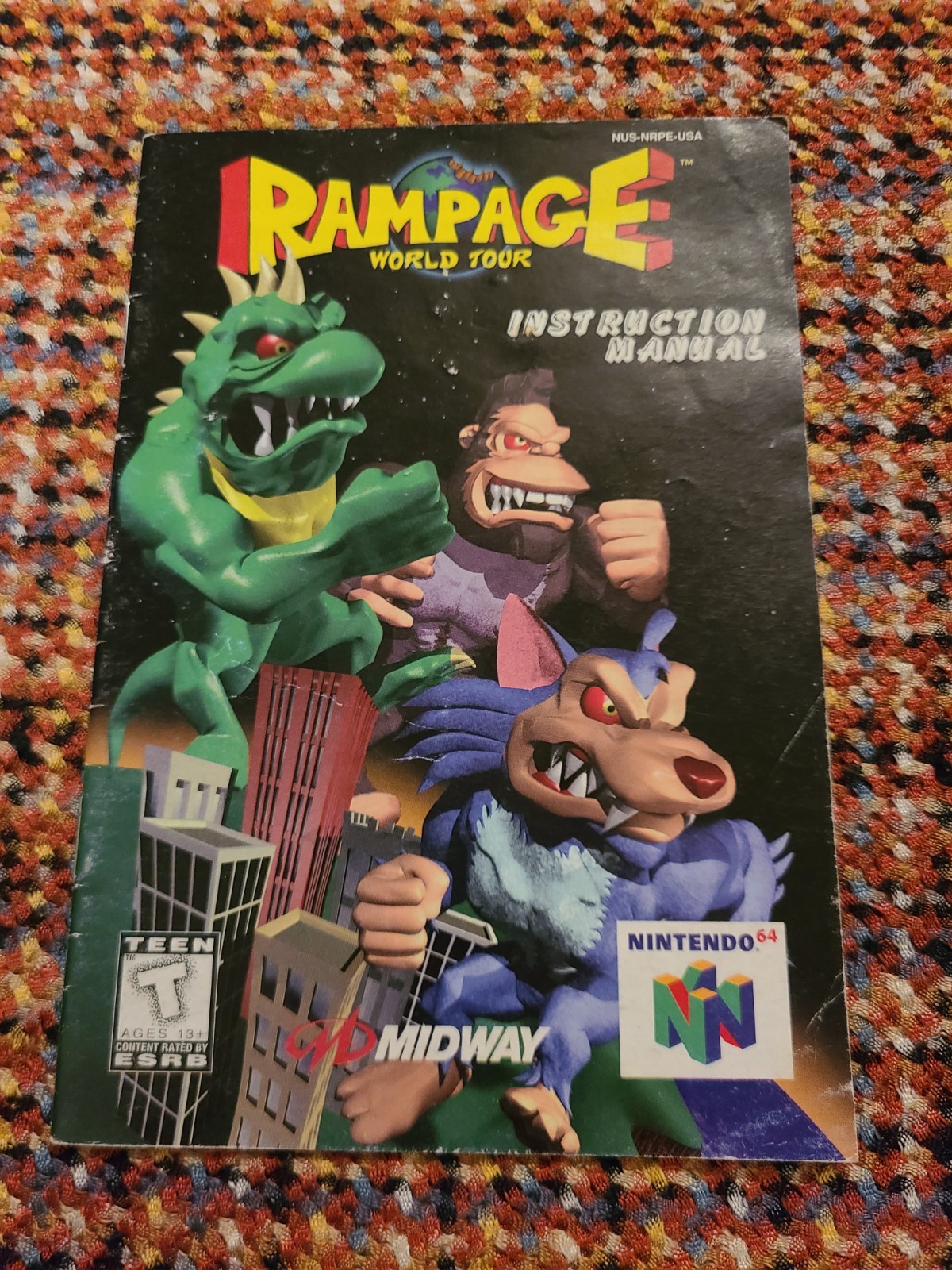 Rampage World Tour Nintendo 64 N64 Tested Working Authentic With Manual