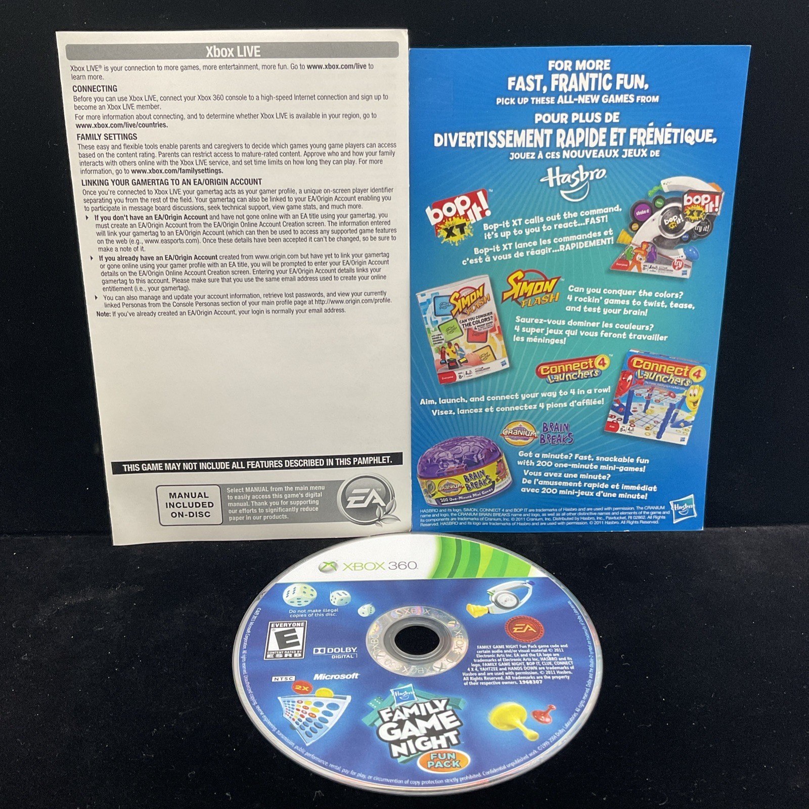 Hasbro Family Fun Pack (Xbox 360) Tested & Complete CIB Clean 1 YR Warranty