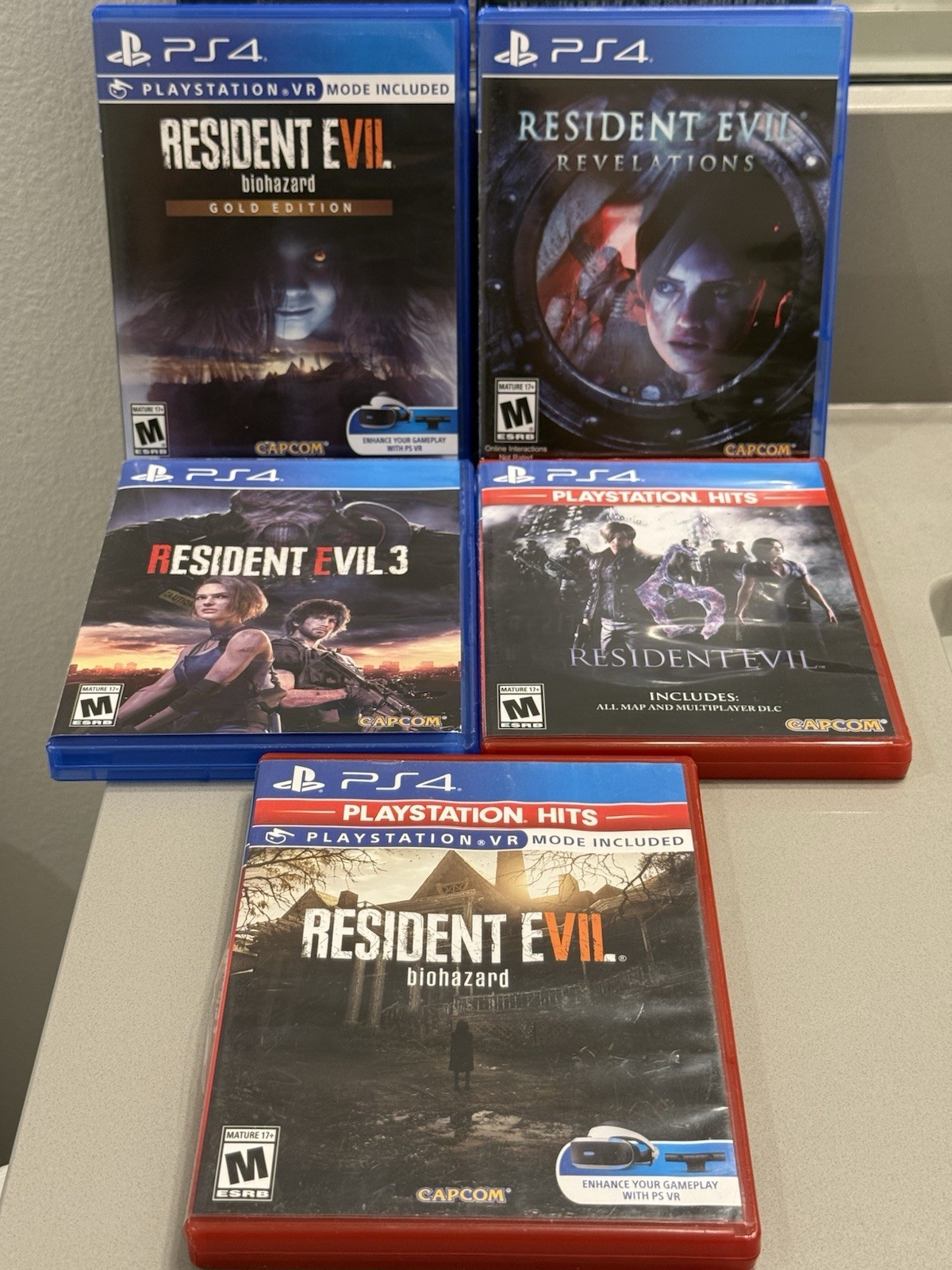 Lot of 5 Resident Evil Games PS4 – Biohazard Gold – Revelations – RE3 – RE6