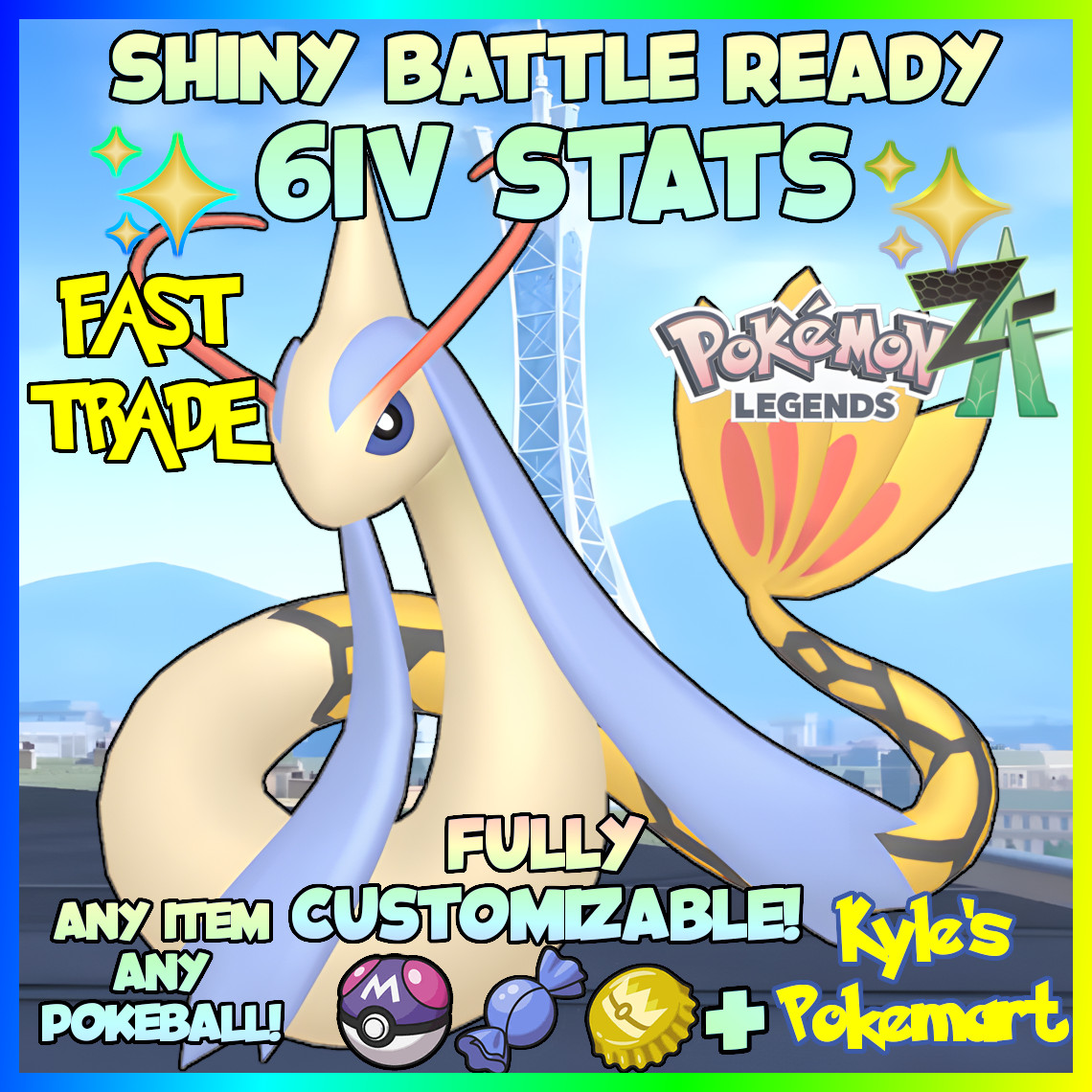 6IV Shiny Milotic Pokemon Legends ZA (Legends Z-A) Customizable!
