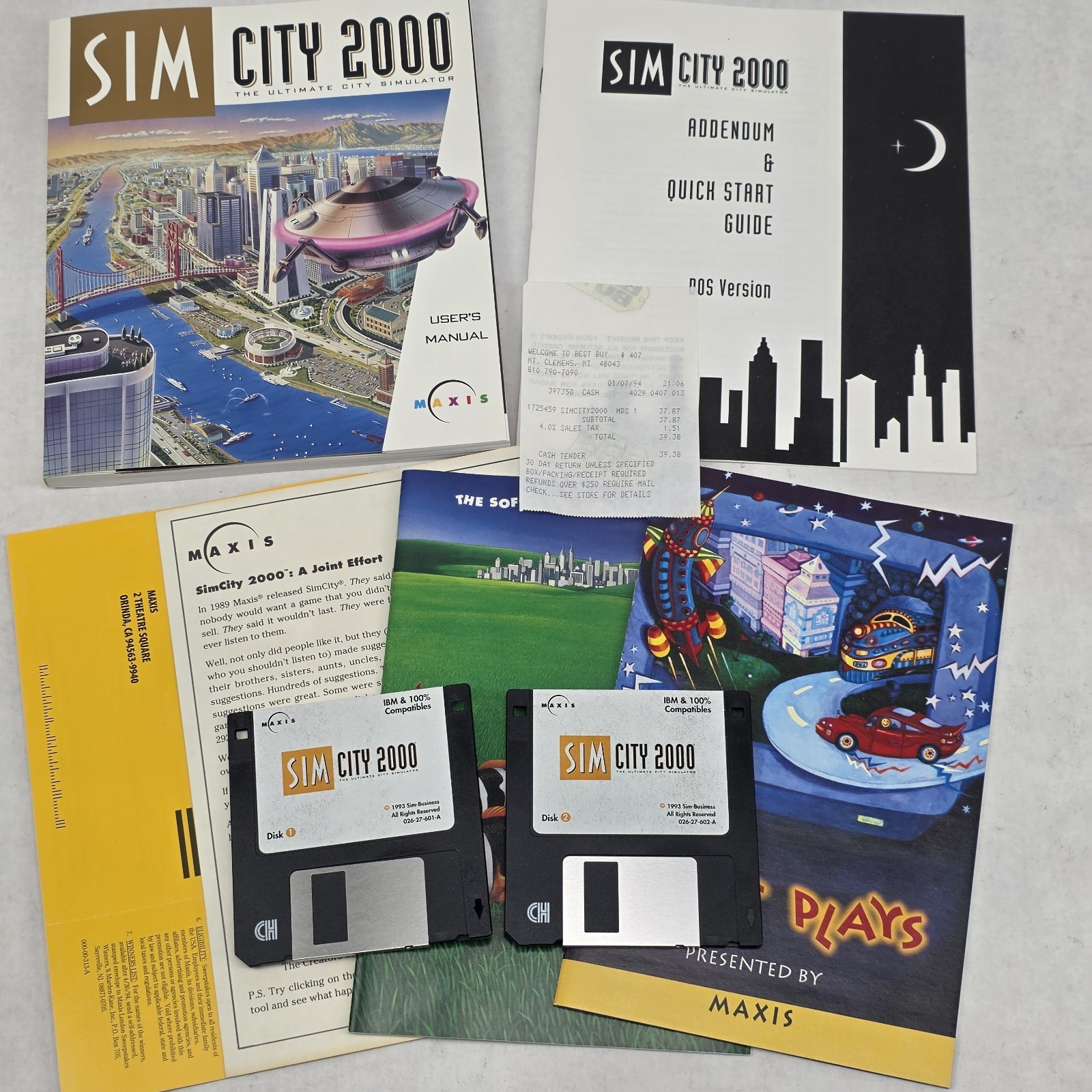 SimCity Classic & Sim City 2000 PC Game Lot 3.5″ Floppy Disks & Bonus CD-Roms