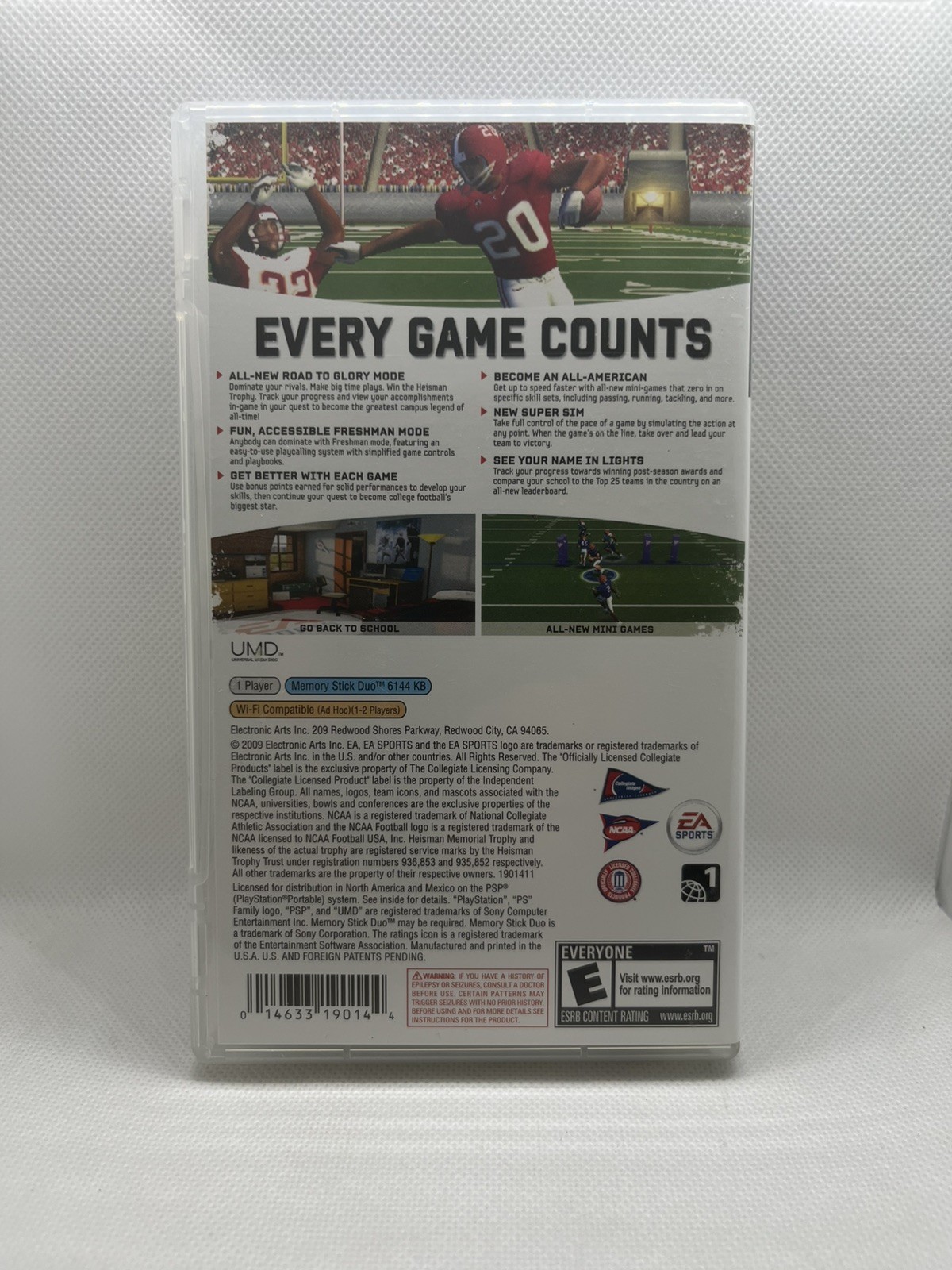 CIB – NCAA FOOTBALL 10 for PLAYSTATION PSP w/ MANUAL VIDEO GAME, AND CASE ! NICE