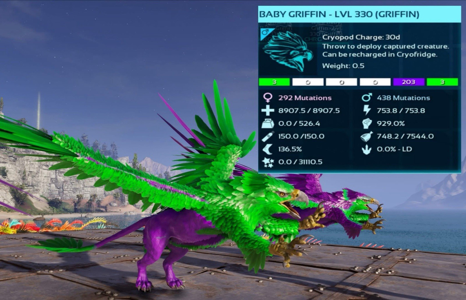 Ark Survival Ascended Pve Official PC/XBOX/PS5 Top Stat Joker Griffin Male Clone