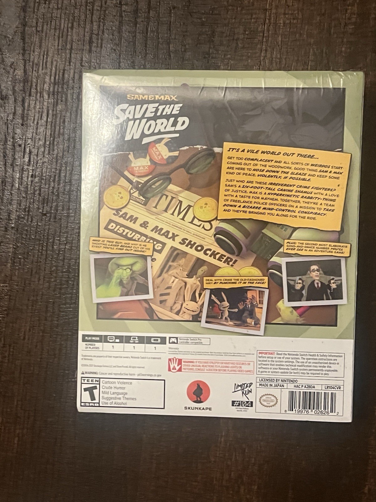 Sam & And Max Save the World (Collector’s Edition) Nintendo Switch New Sealed