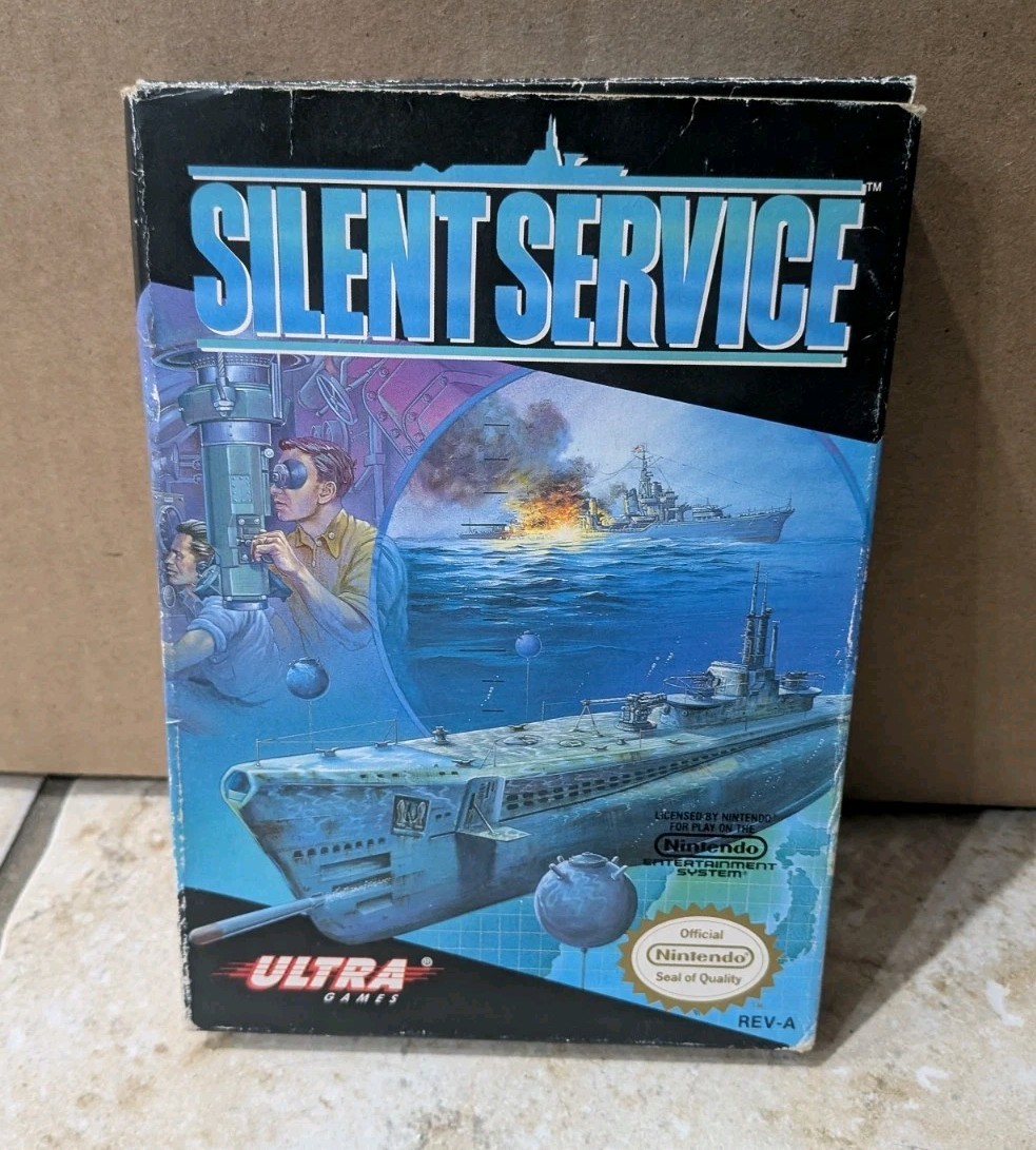 Silent Service Nintendo NES – Game, Box, Manual – Tested, Works