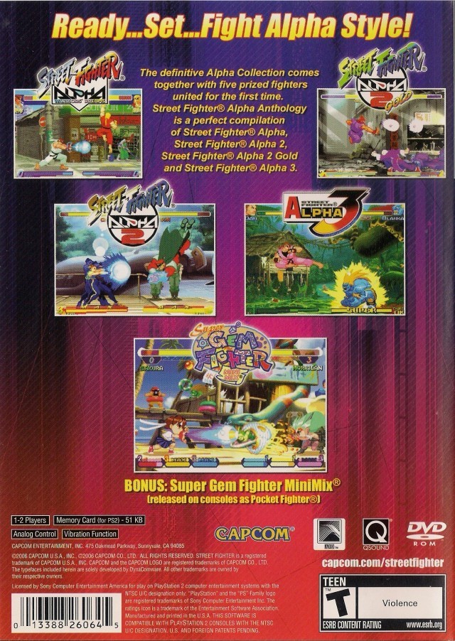 Street Fighter Alpha Anthology (Playstation 2 PS2) Complete CIB! Disc NM Tested!