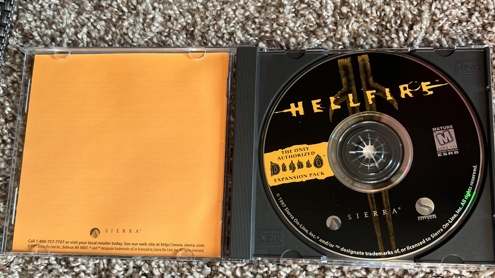 HELLFIRE: DIABLO EXPANSION PACK – BIG BOX GAME 1997 SIERRA GOOD Condition USED