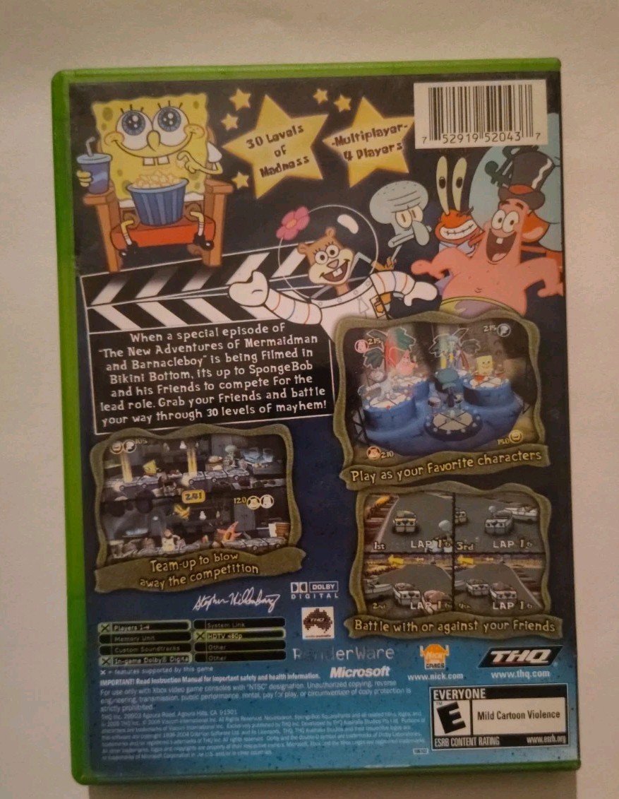 SpongeBob SquarePants: Lights, Camera, Pants (Microsoft Xbox, 2005) Complete