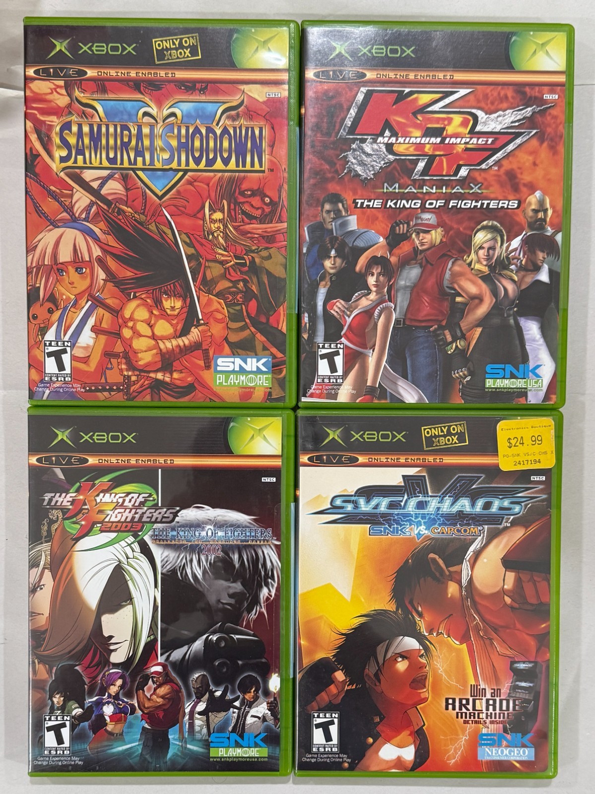 SNK Games Lot – King of Fighters, Samurai Shodown, SVC Chaos – Xbox – CIB