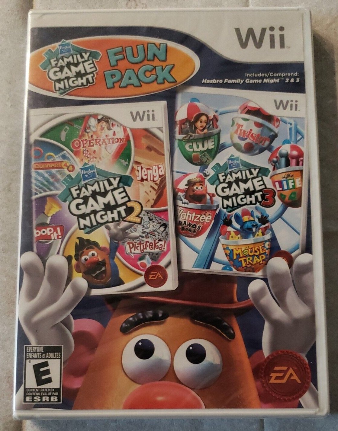 Hasbro Family Game Night 2 & 3 Fun Pack Nintendo Wii, 2011 SEALED *CRACKED CASE*