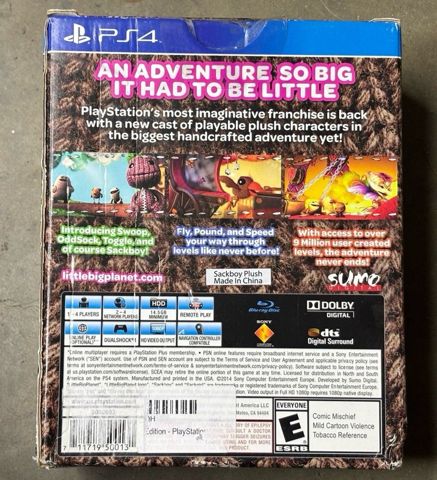 Little Big Planet 3 PS4 Day One 1 Plush Edition Sackboy Plush Big Box