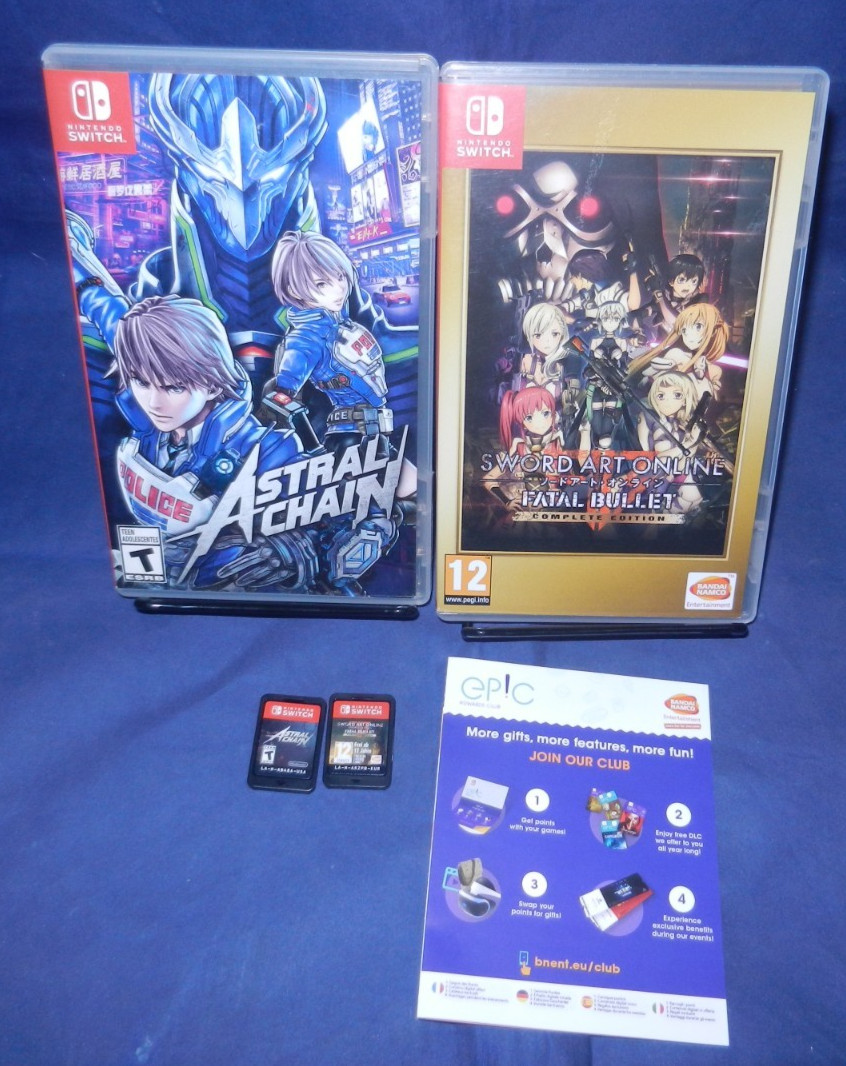 Switch; Astral Chain, Sword Art Online: Fatal Bullet Complete ED, VG, Free Ship