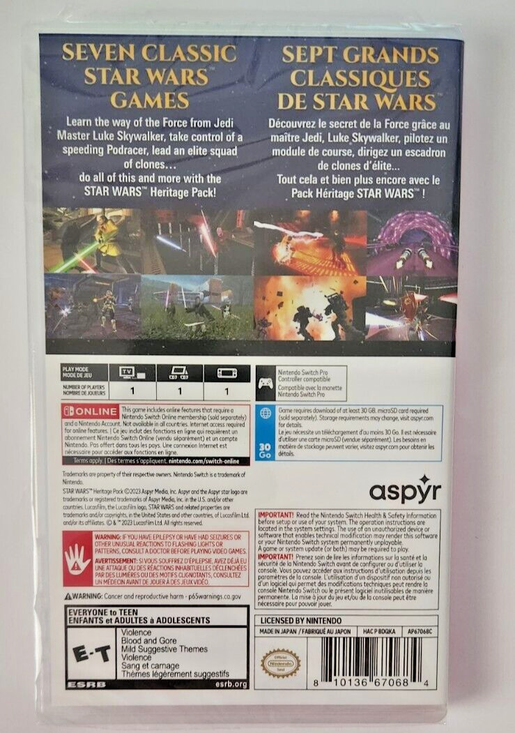 Star Wars Heritage Pack Switch Brand New Game [2023 Fighting Racing Shooter RPG]