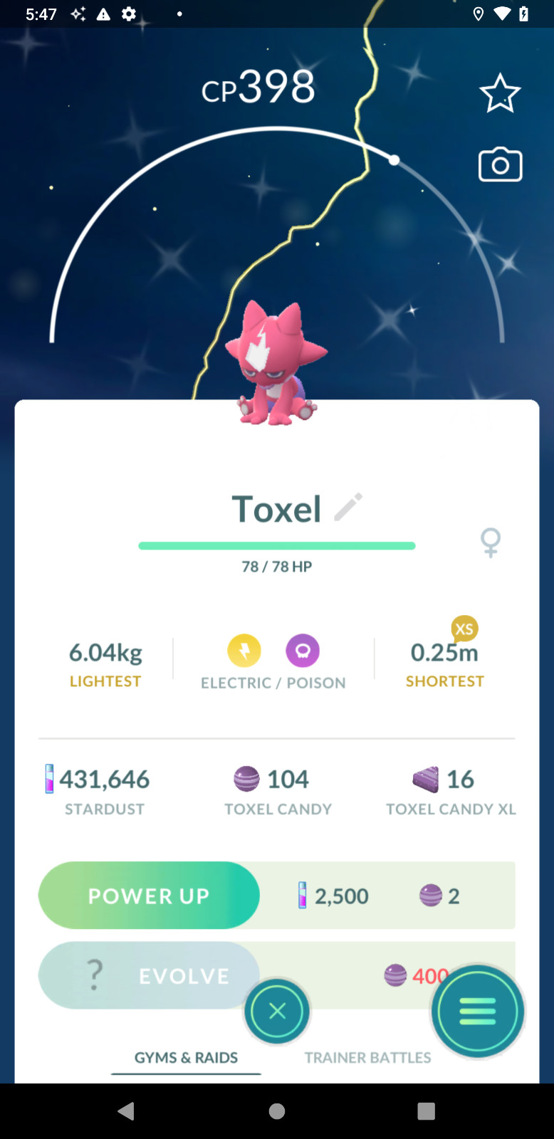 Shiny Toxel | Tr-de 1M 20k stardust – PTC