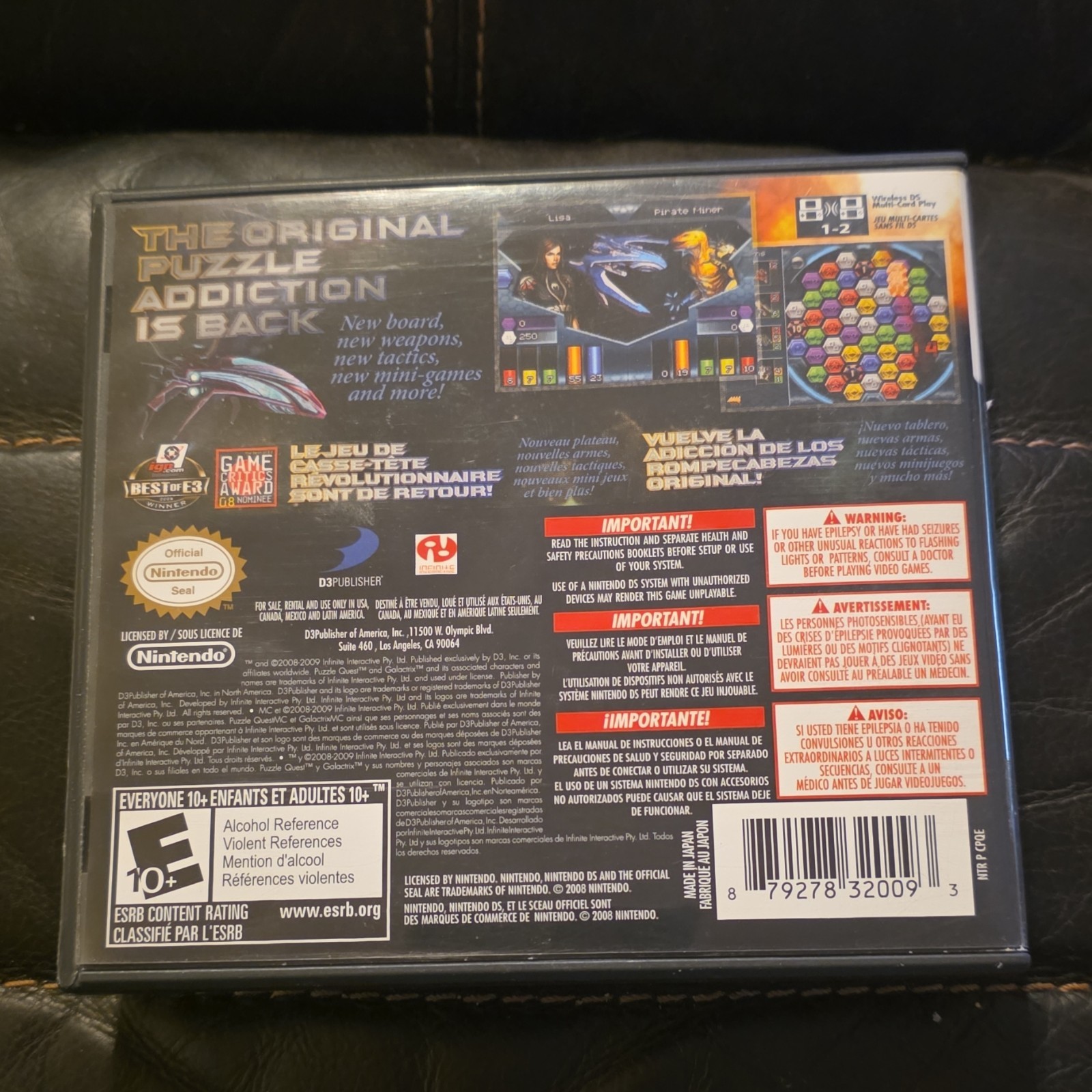 D3Publisher Puzzle Quest: Galactrix Nintendo DS E10+ NTSC-U/C Case Manual