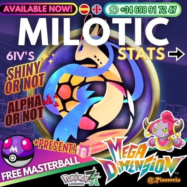 Milotic Shiny Alpha 6IVs Competitive for Pokemon ZA Legends + Free Masterball