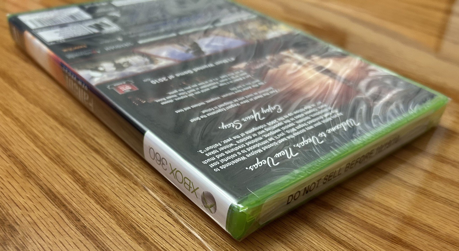 Fallout New Vegas Xbox 360 Factory Sealed DNSB 10/19/10 Slipcover Y-Fold Sticker