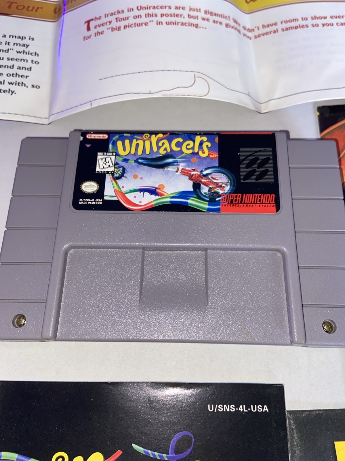 CIB Authentic Uniracers Super Nintendo SNES W/ Map Poster & All Paperwork Tested